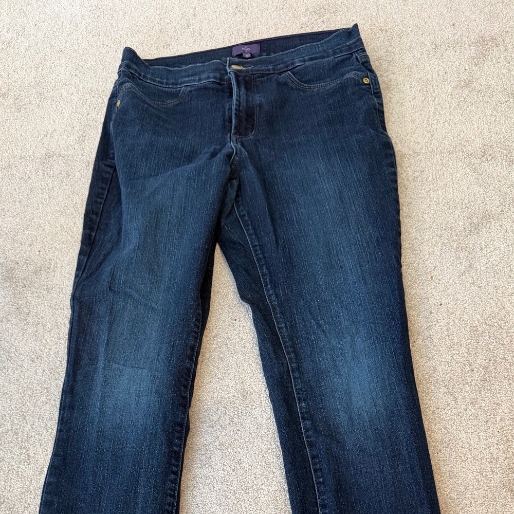 NYDJ size 8 dark denim with subtle shimmer